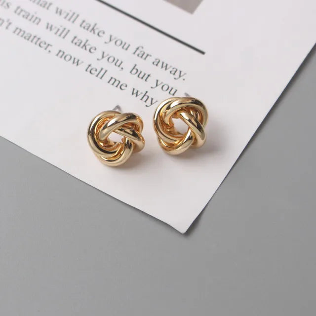 Geometric Multilayer Wrapping Round Circles Twisted Metal Hoop Earrings for Women Gold Color Trendy Charms Fashion Jewelry Gifts