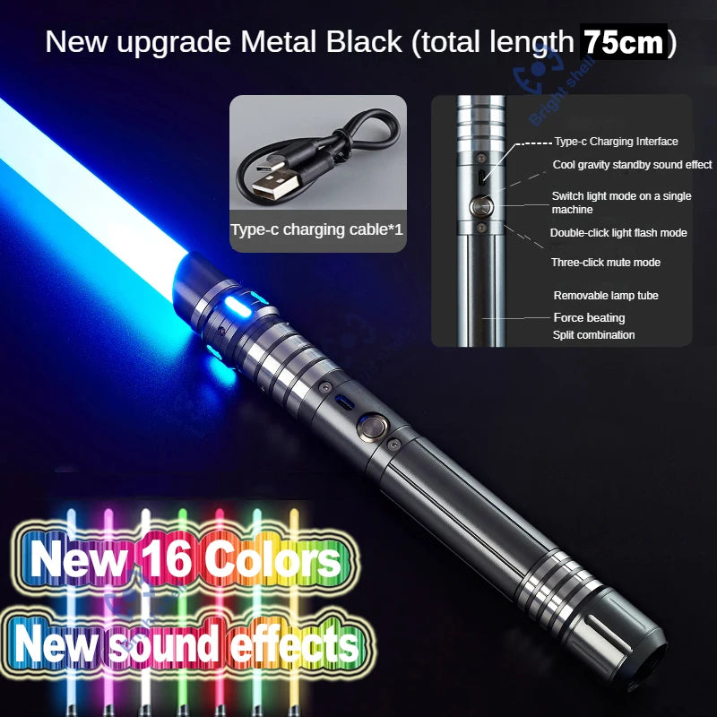 RGB Metal Lightsaber Laser Sword Toys Light Saber 15Color Change Kids Soundfonts Force FX FOC Blaster Toys Jedi Laser Sword Gift