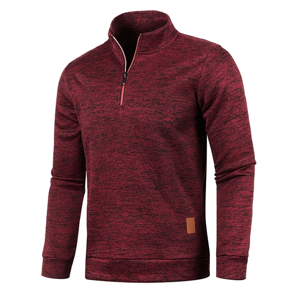 Autumn Men's Half Zipper Sweatshirts Long Sleeve Solid Color Pullover Turtleneck Streetwear Winter Warm Jacket Sport Coats