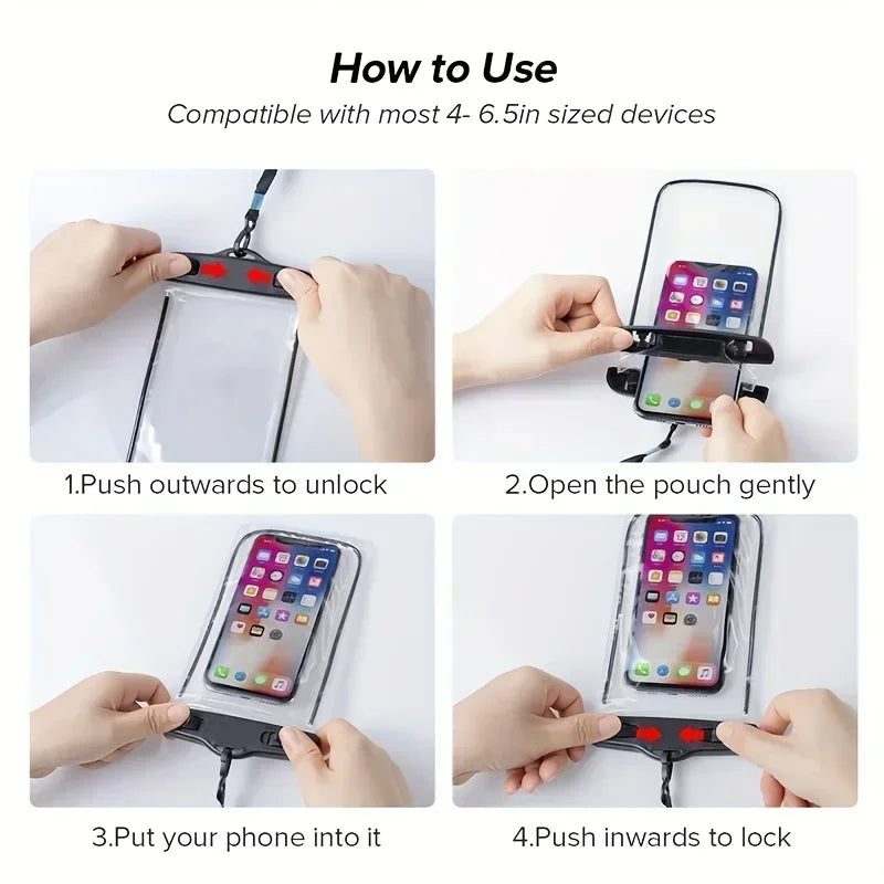 Universal Waterproof Phone Case Swimming Water Proof Bag Underwater Protector Pouch Cover For iPhone Samsung below 6.7" Phone
