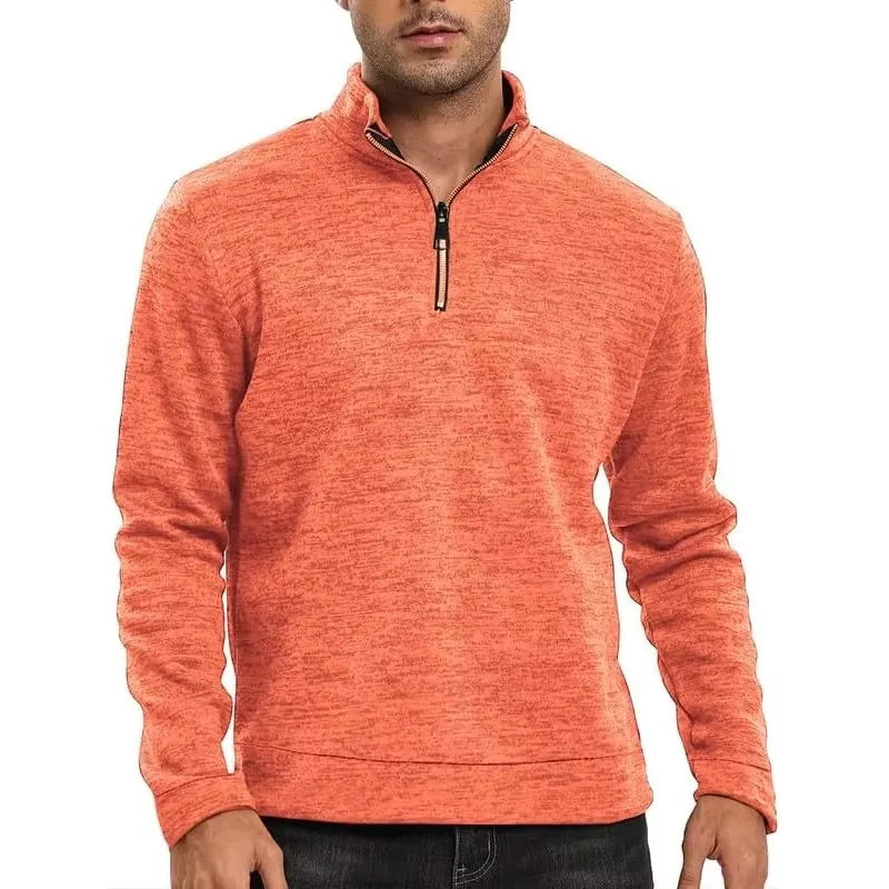 Autumn Men's Half Zipper Sweatshirts Long Sleeve Solid Color Pullover Turtleneck Streetwear Winter Warm Jacket Sport Coats