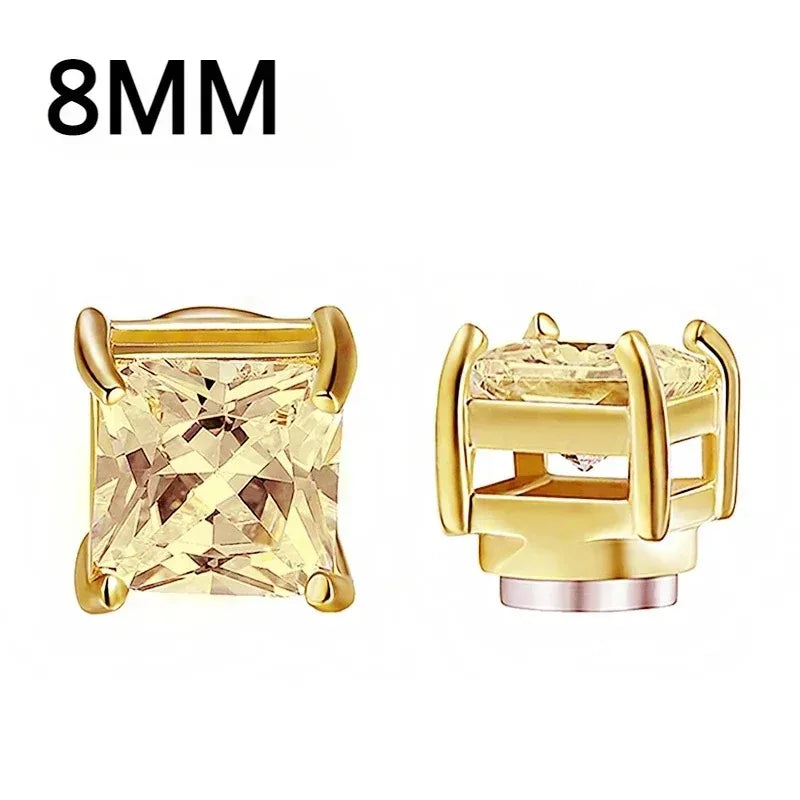 1Pairs Crystal Strong Magnetic Ear Stud Clip Earrings for Men Women, Punk Round Zircon Magnet Earrings Non Piercing Ear Jewelry