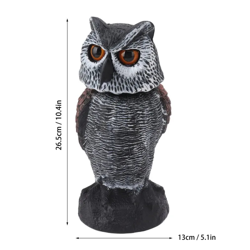 Plastic Shake Head Owl Decoy to Scare Birds Away, Scarecrow Bird Deterrent for Outdoor Garden Decoration