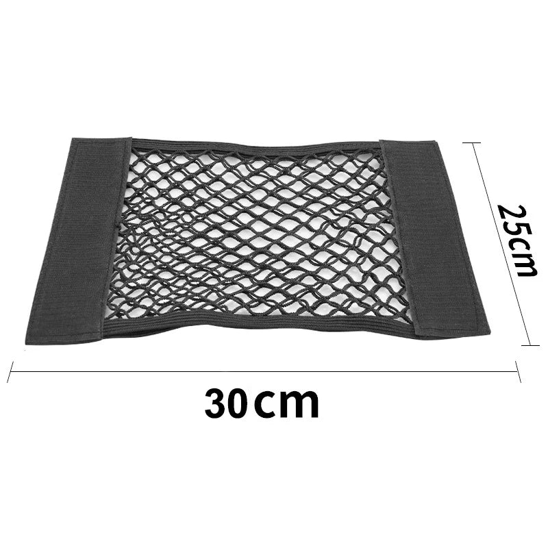 Car Rear Seat Storage Bag Trunk Mesh Auto Organizer Double-deck Elastic String Net Magic Sticker Pocket Bag Car Trunk Organizer
