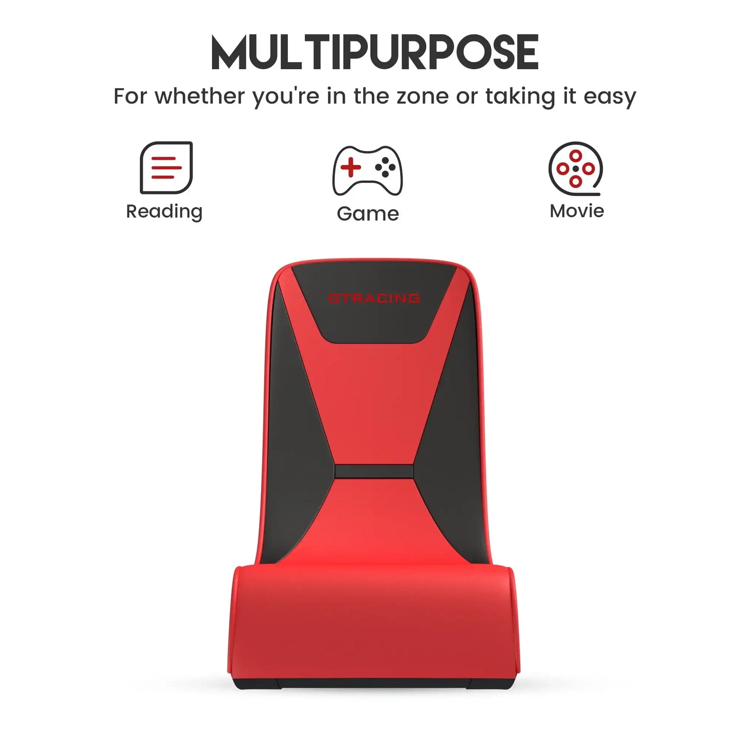 Faux Leather Floor Rocker Video Gaming Chair, Red