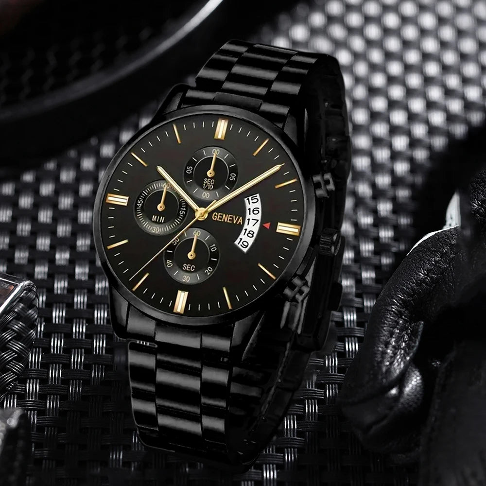 Fashion Mens Watches Luxury Silver Stainless Steel Quartz Wrist Watch Man Business Watch for Men Calendar Clock Reloj Hombre