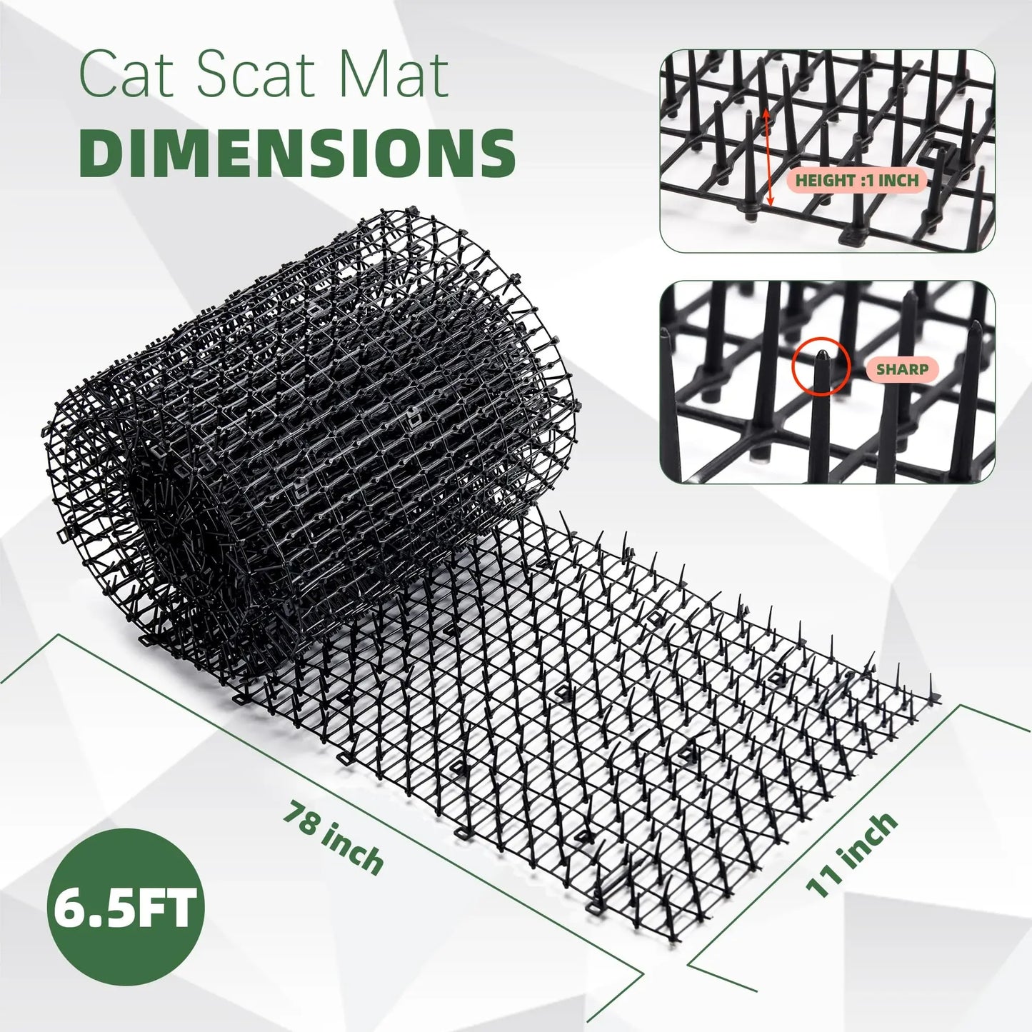 2M Dog Cat Scat Mat Animal Deterrent Repellent Plastic Scarer-Spike Tool Polypropylene Anti Cat Mat Household Garden Tools