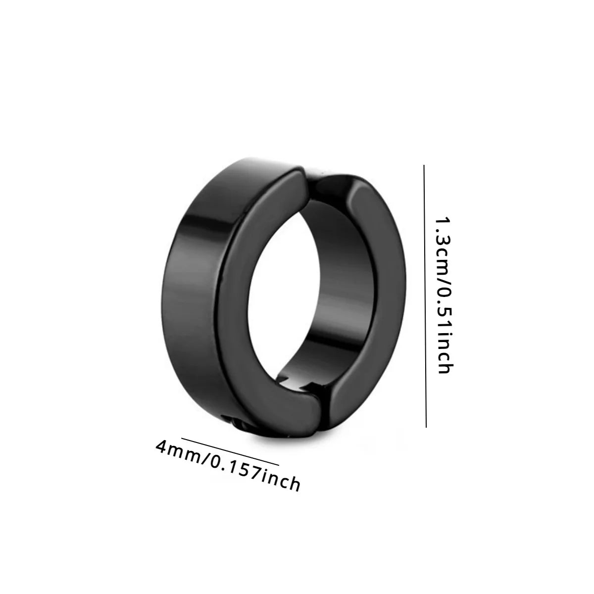 2pc Ear Clips Earrings Without Ear Holes Black Silvery Stainless Steel Buckle Simple Trend Men Women and Fashion Couple Gifts