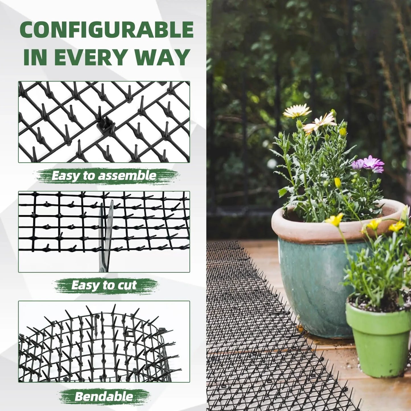 2M Dog Cat Scat Mat Animal Deterrent Repellent Plastic Scarer-Spike Tool Polypropylene Anti Cat Mat Household Garden Tools