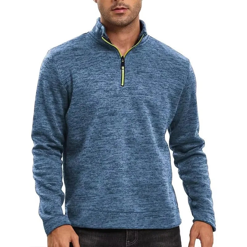 Autumn Men's Half Zipper Sweatshirts Long Sleeve Solid Color Pullover Turtleneck Streetwear Winter Warm Jacket Sport Coats