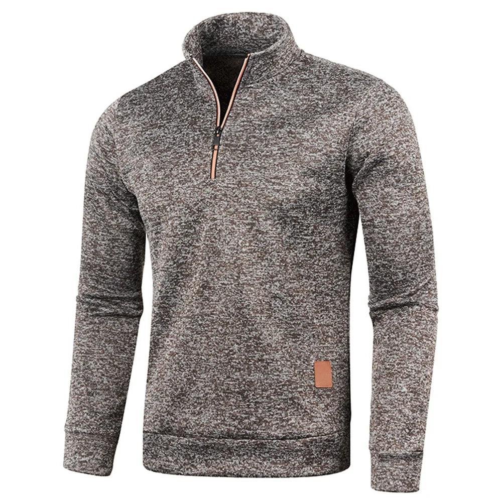 Autumn Men's Half Zipper Sweatshirts Long Sleeve Solid Color Pullover Turtleneck Streetwear Winter Warm Jacket Sport Coats