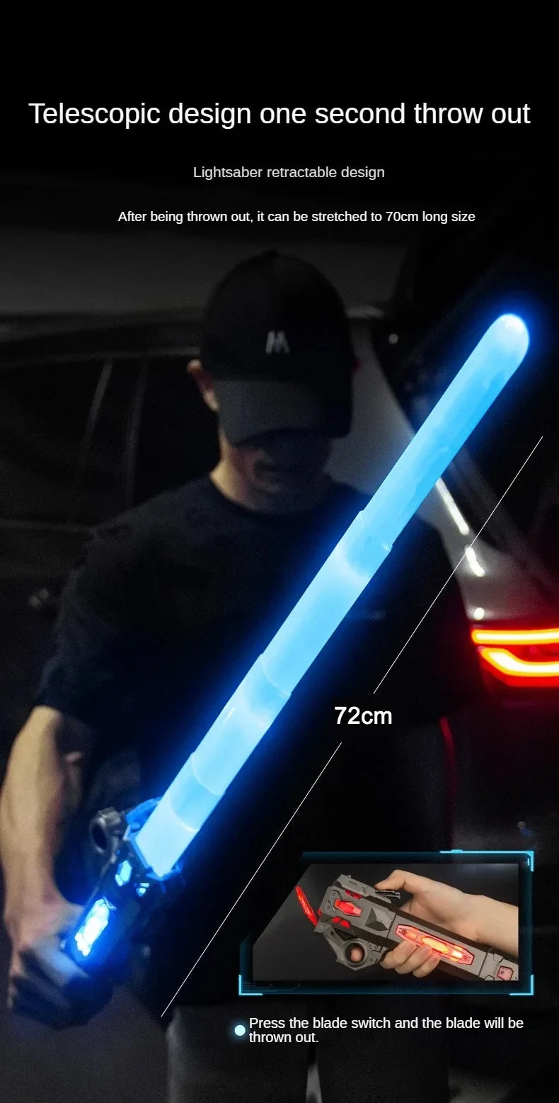 Children Colorful Glowing Sword Toys Telescopic Music Laser Sword 2-in-1 Rotating Decompression Light Sword Kids Adult Boys Toys