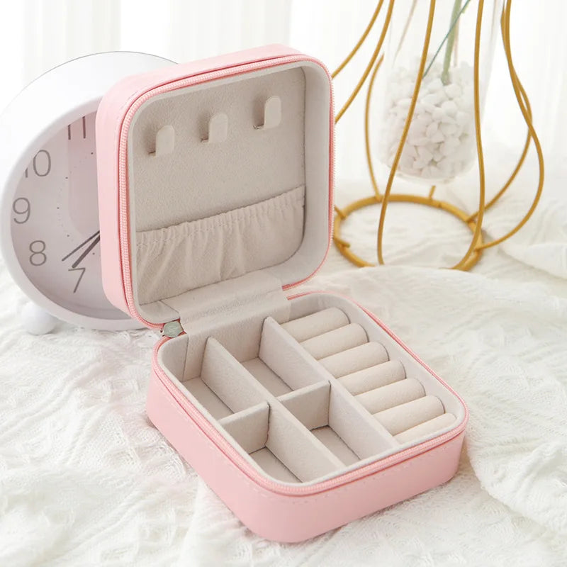 1pc Portable Jewelry Storage Box Home Travel Earrings Necklace Ring Jewelry Box Mini Layered Jewelry Display Case