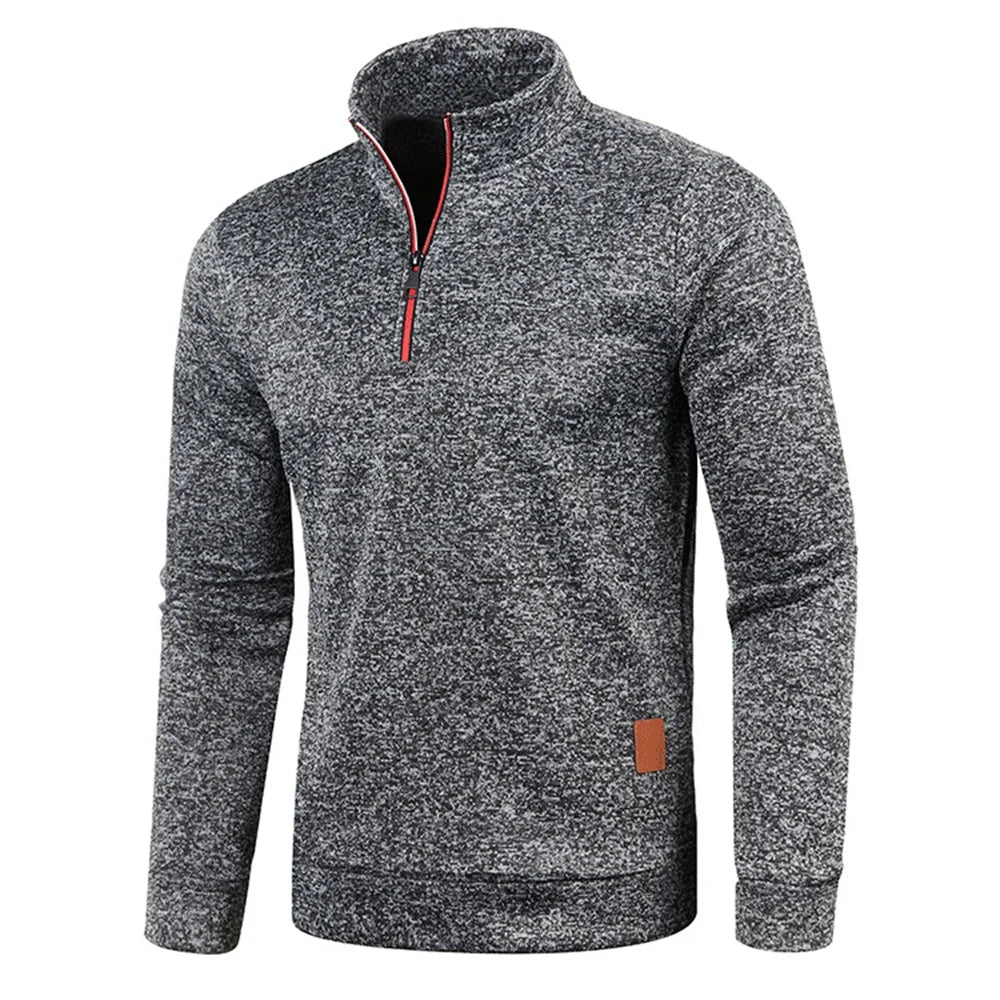 Autumn Men's Half Zipper Sweatshirts Long Sleeve Solid Color Pullover Turtleneck Streetwear Winter Warm Jacket Sport Coats