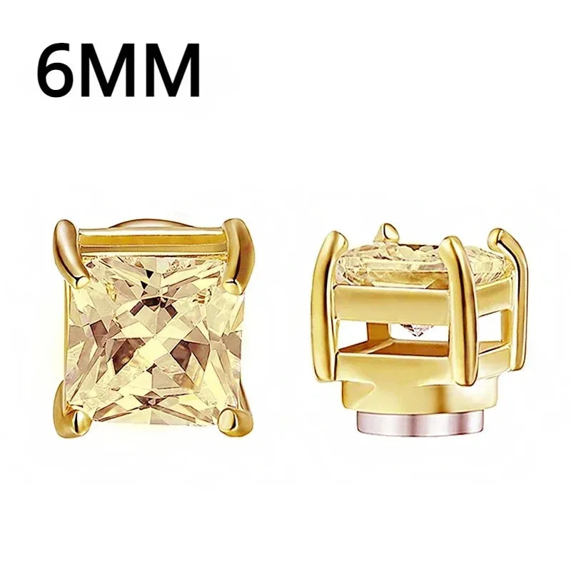 1Pairs Crystal Strong Magnetic Ear Stud Clip Earrings for Men Women, Punk Round Zircon Magnet Earrings Non Piercing Ear Jewelry