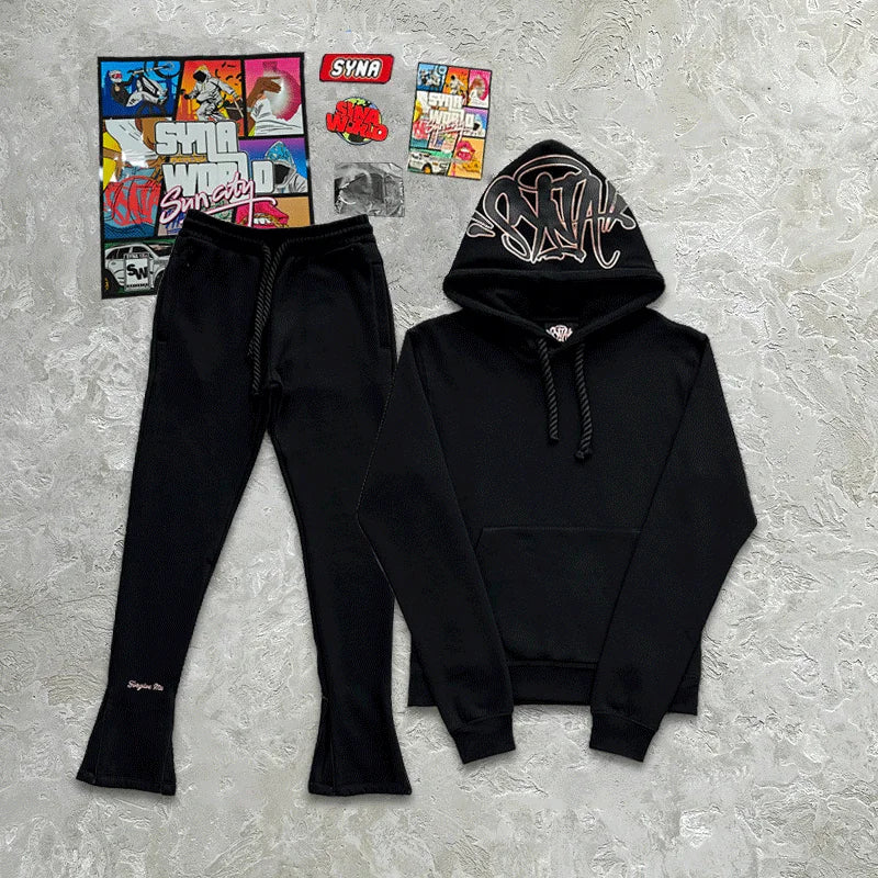 Sy Fashion Street Casual Tracksuits Tops Long Pants Set Winter Cotton Hip Hop Men Women Unisex Hooded Sweatshirt Sports Trousers