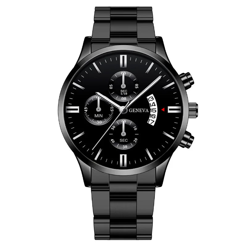 Fashion Mens Watches Luxury Silver Stainless Steel Quartz Wrist Watch Man Business Watch for Men Calendar Clock Reloj Hombre