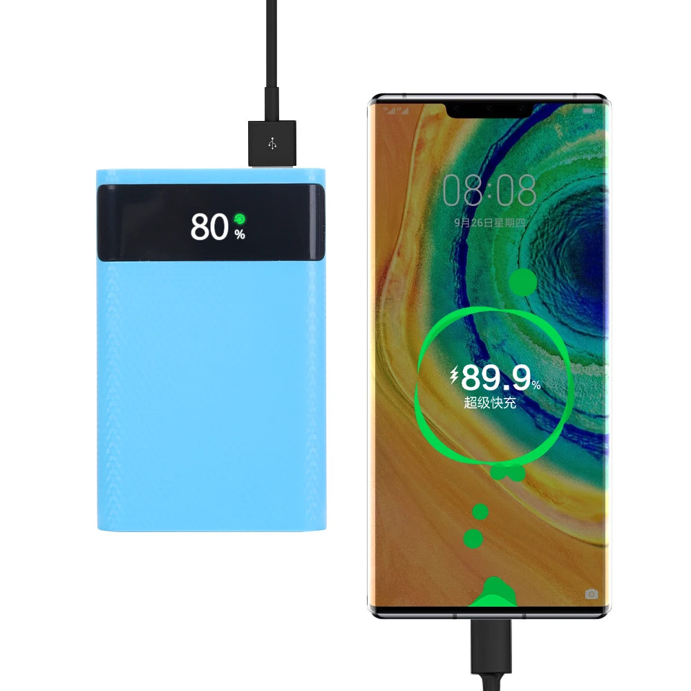 25W Super Fast Charging Battery Storage Box 4x18650 20000mAh Power Box Power Bank Case with LED Light without Battery For iPhone