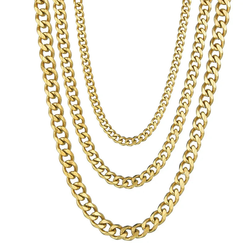 3.5-7MM Wide Stainless Steel Necklaces For Men Punk Cuban Link Chain Choker Women Hip Hop Fashion Party Jewelry Accessories