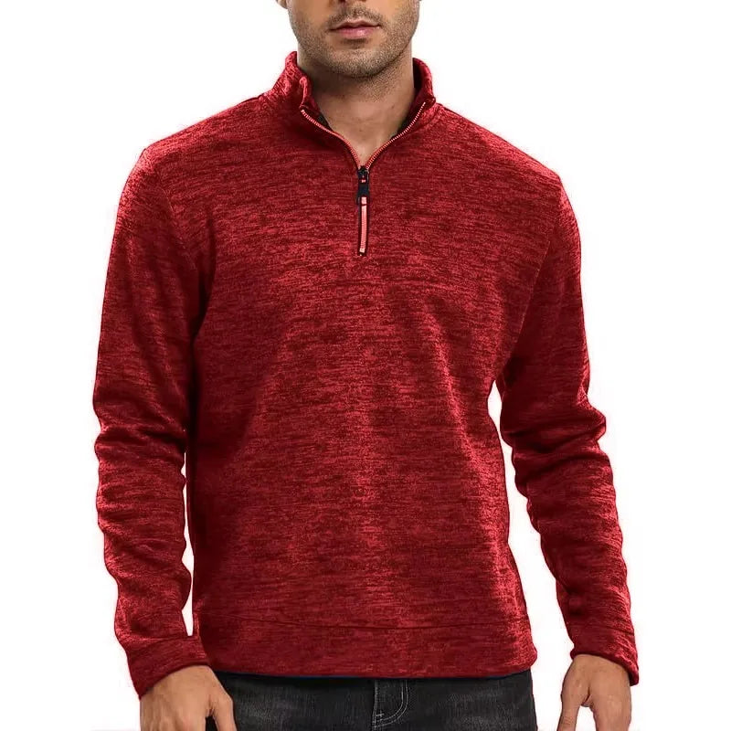 Autumn Men's Half Zipper Sweatshirts Long Sleeve Solid Color Pullover Turtleneck Streetwear Winter Warm Jacket Sport Coats