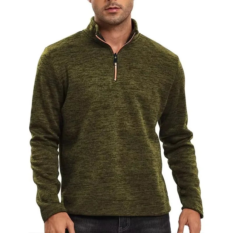 Autumn Men's Half Zipper Sweatshirts Long Sleeve Solid Color Pullover Turtleneck Streetwear Winter Warm Jacket Sport Coats