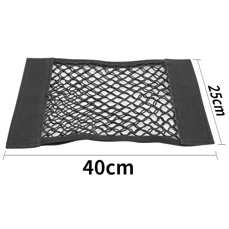 Car Rear Seat Storage Bag Trunk Mesh Auto Organizer Double-deck Elastic String Net Magic Sticker Pocket Bag Car Trunk Organizer