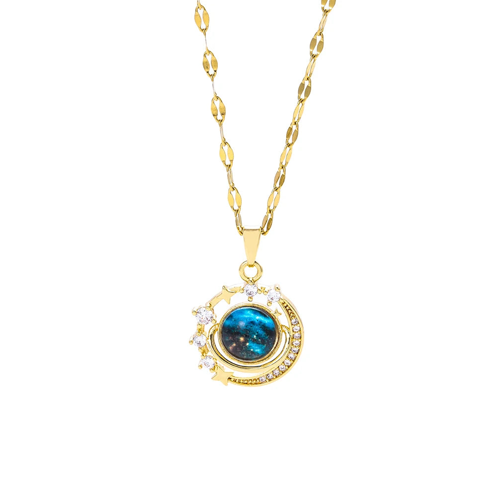 New Dream Planet Series Earth Necklaces For Women Trend Female Stainless Steel Clavicle Chain Jewelry Girls Daily Wear Chains