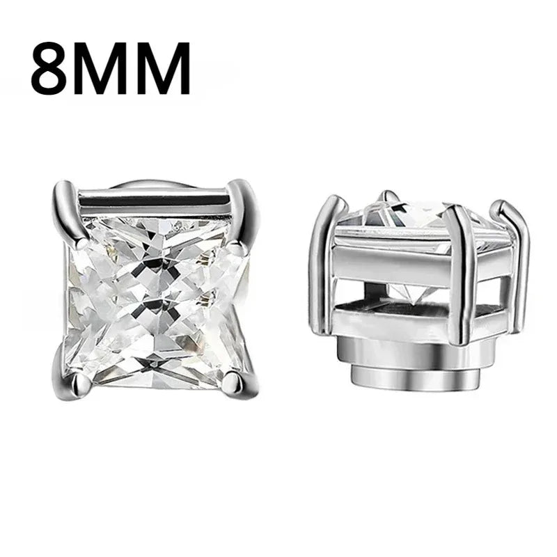 1Pairs Crystal Strong Magnetic Ear Stud Clip Earrings for Men Women, Punk Round Zircon Magnet Earrings Non Piercing Ear Jewelry