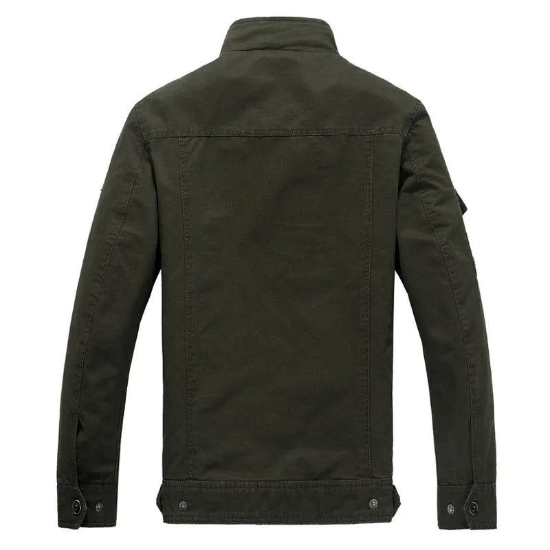High-quality men's military jacket 2023 new multi-pocket collar embroidered sleeve pilot tooling plus size cotton jacket men
