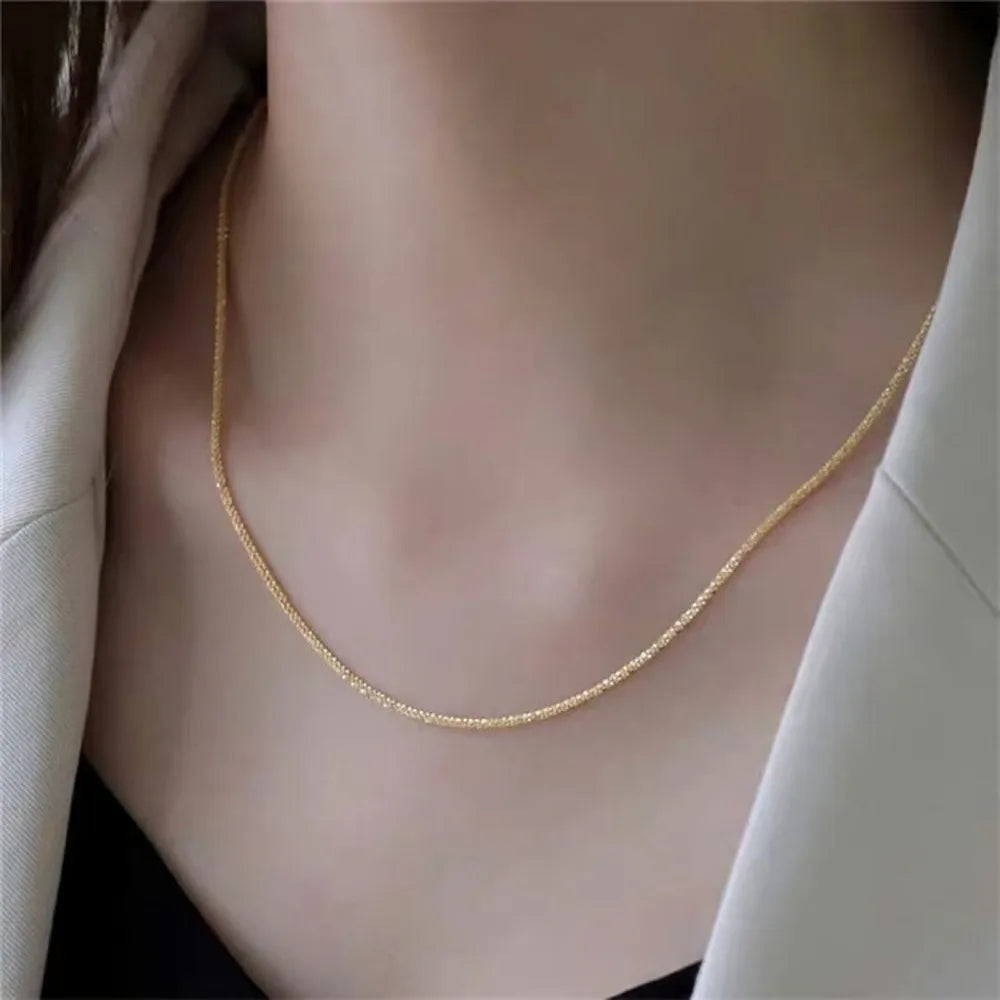 New Popular Silver Colour Sparkling Clavicle Chain Necklace Women Sunshinny Jewelry Choker For Wedding Party Gift