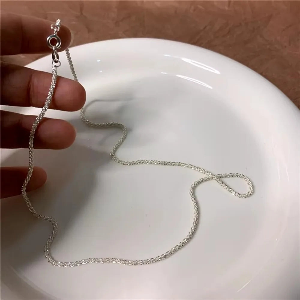 New Popular Silver Colour Sparkling Clavicle Chain Necklace Women Sunshinny Jewelry Choker For Wedding Party Gift