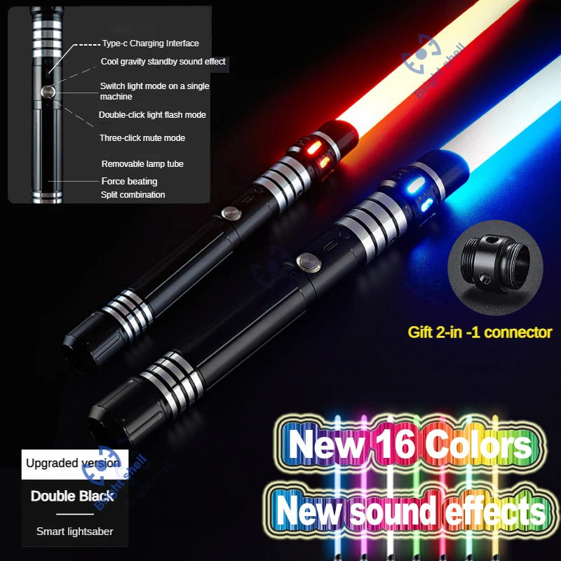 RGB Metal Lightsaber Laser Sword Toys Light Saber 15Color Change Kids Soundfonts Force FX FOC Blaster Toys Jedi Laser Sword Gift