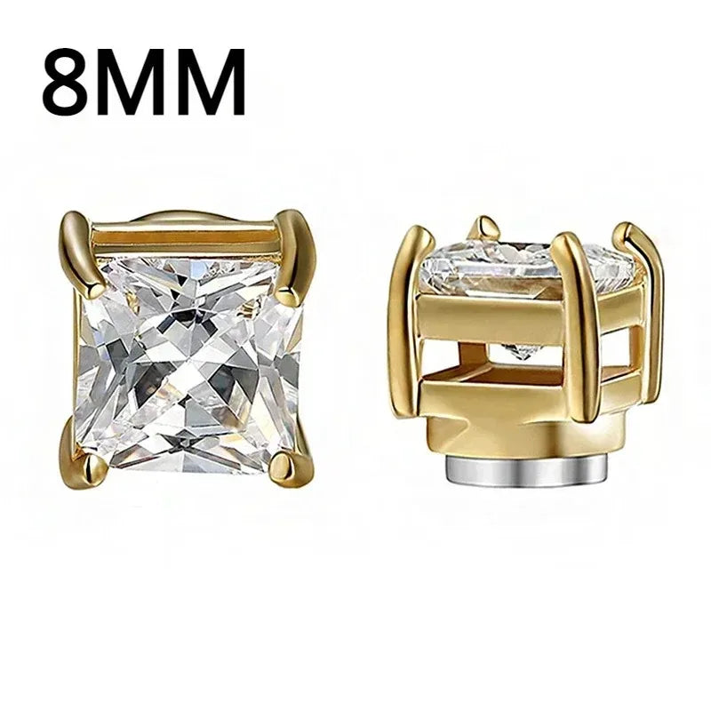 1Pairs Crystal Strong Magnetic Ear Stud Clip Earrings for Men Women, Punk Round Zircon Magnet Earrings Non Piercing Ear Jewelry