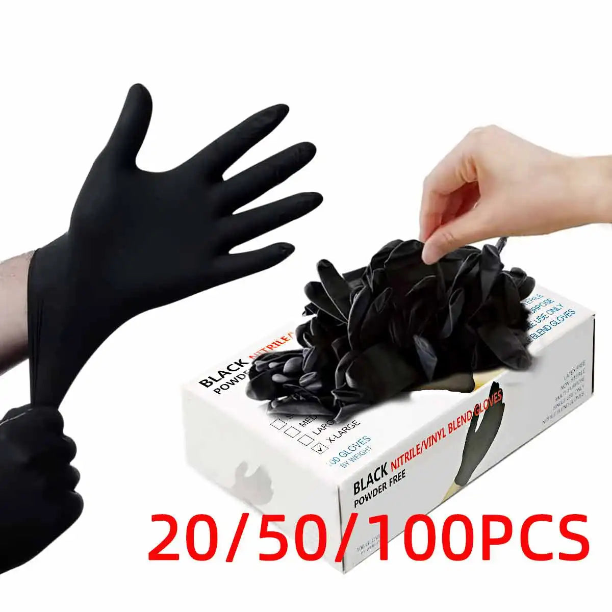 20/50/100pcs Black vinyl gloves food grade gloves disposable gloves for cleaning cooking food preparation latex free powder free
