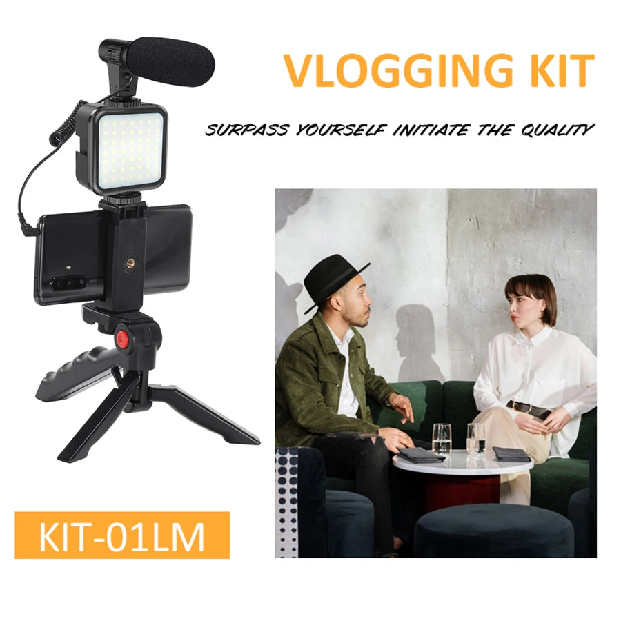 Smartphone Vlogging Kit Video Recording Equipment with Tripod Fill Light Shutter for Camera Phone Youtube Set Vlogger KIT