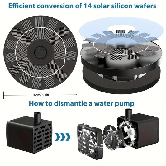 Outdoor Solar Birdbath Fountain Garden Decoration Floating Pool Garden Waterfall Fountain Decoration