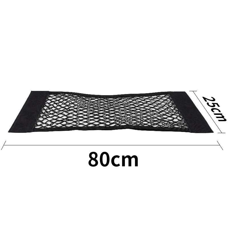 Car Rear Seat Storage Bag Trunk Mesh Auto Organizer Double-deck Elastic String Net Magic Sticker Pocket Bag Car Trunk Organizer