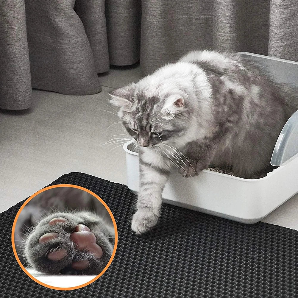 Cat Litter Mat Double Layer Waterproof Urine Proof Trapping Mat Easy to Clean Non-Slip Toilet Pad Cat Scratch Pad Large Foot Pad