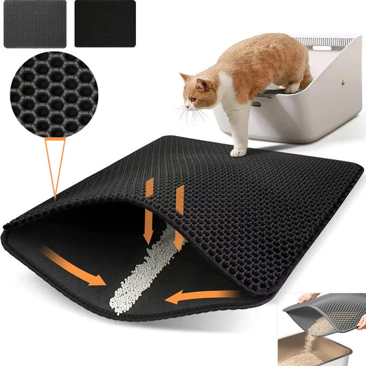Cat Litter Mat Double Layer Waterproof Urine Proof Trapping Mat Easy to Clean Non-Slip Toilet Pad Cat Scratch Pad Large Foot Pad