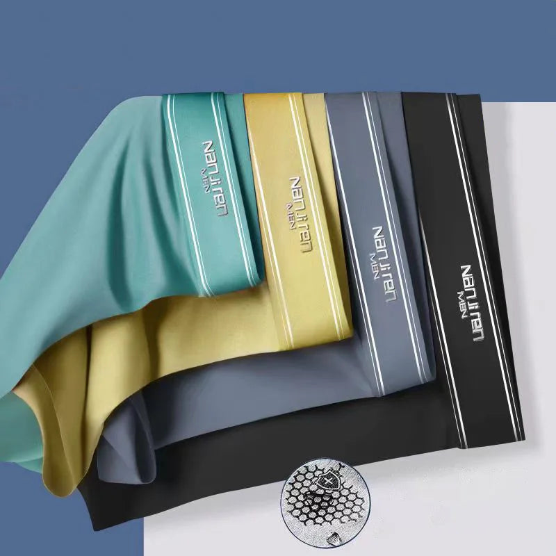 4 PCS Men's Boxers Shorts Underwear Boxers Man Cool Breathable Sexy Panties Ice Silk Fashion 4 Colors Mixing XL 3XL 4XL 5XL