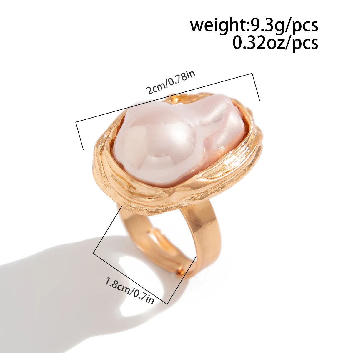 PuRui Punk Semi Baroque Imitation Pearl Alloy Open Adjustable Rings For Women Banquet Wedding Aesthetic Jewelry Accessories New