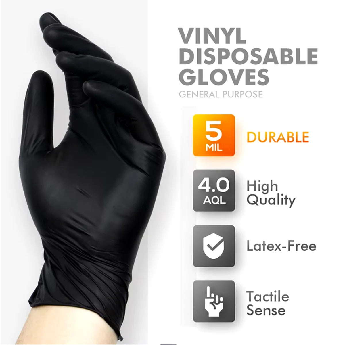20/50/100pcs Black vinyl gloves food grade gloves disposable gloves for cleaning cooking food preparation latex free powder free