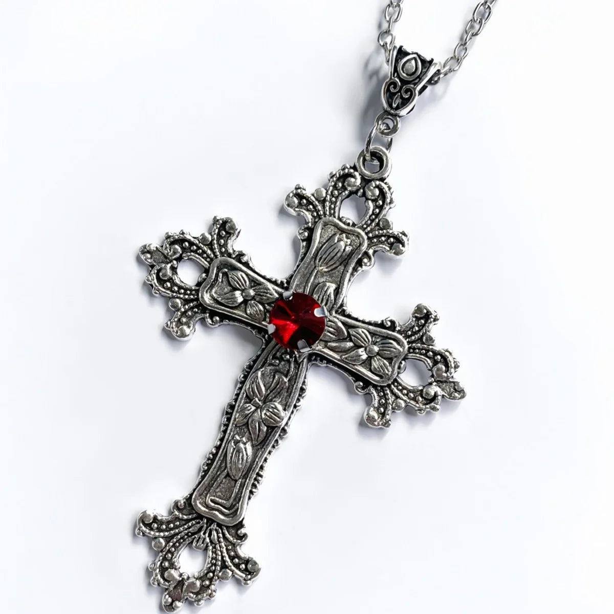 Y2K Punk Crystal Big Cross Pendant Necklaces for Women Men Gothic Irregular Cross Clavicle Chain Necklaces Aesthetic Jewelry