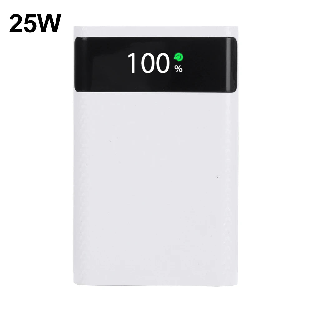 25W Super Fast Charging Battery Storage Box 4x18650 20000mAh Power Box Power Bank Case with LED Light without Battery For iPhone