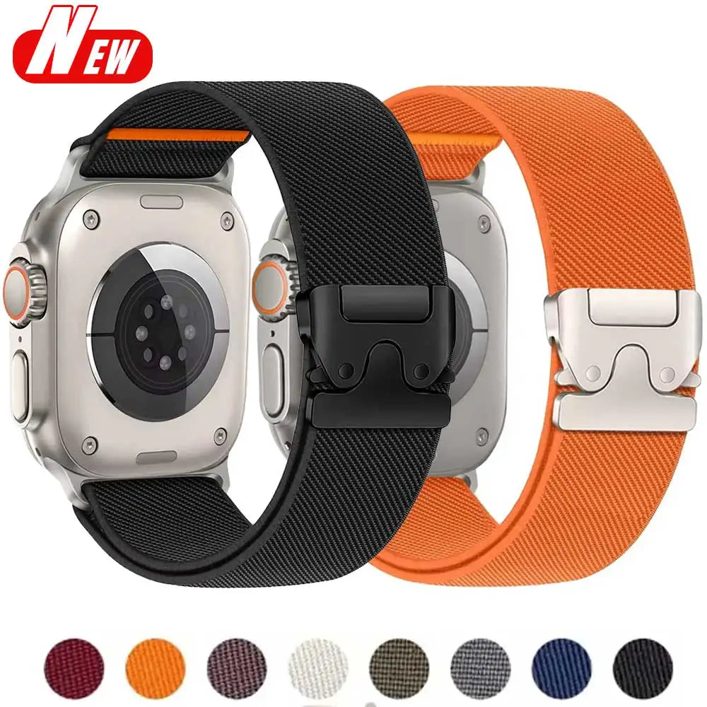 Nylon Strap for Apple Watch Ultra 2 Band 49mm 10 9 8 7 45mm 41mm 44mm 46mm 42mm Braided Elastic Bracelet for IWatch Series 6 SE