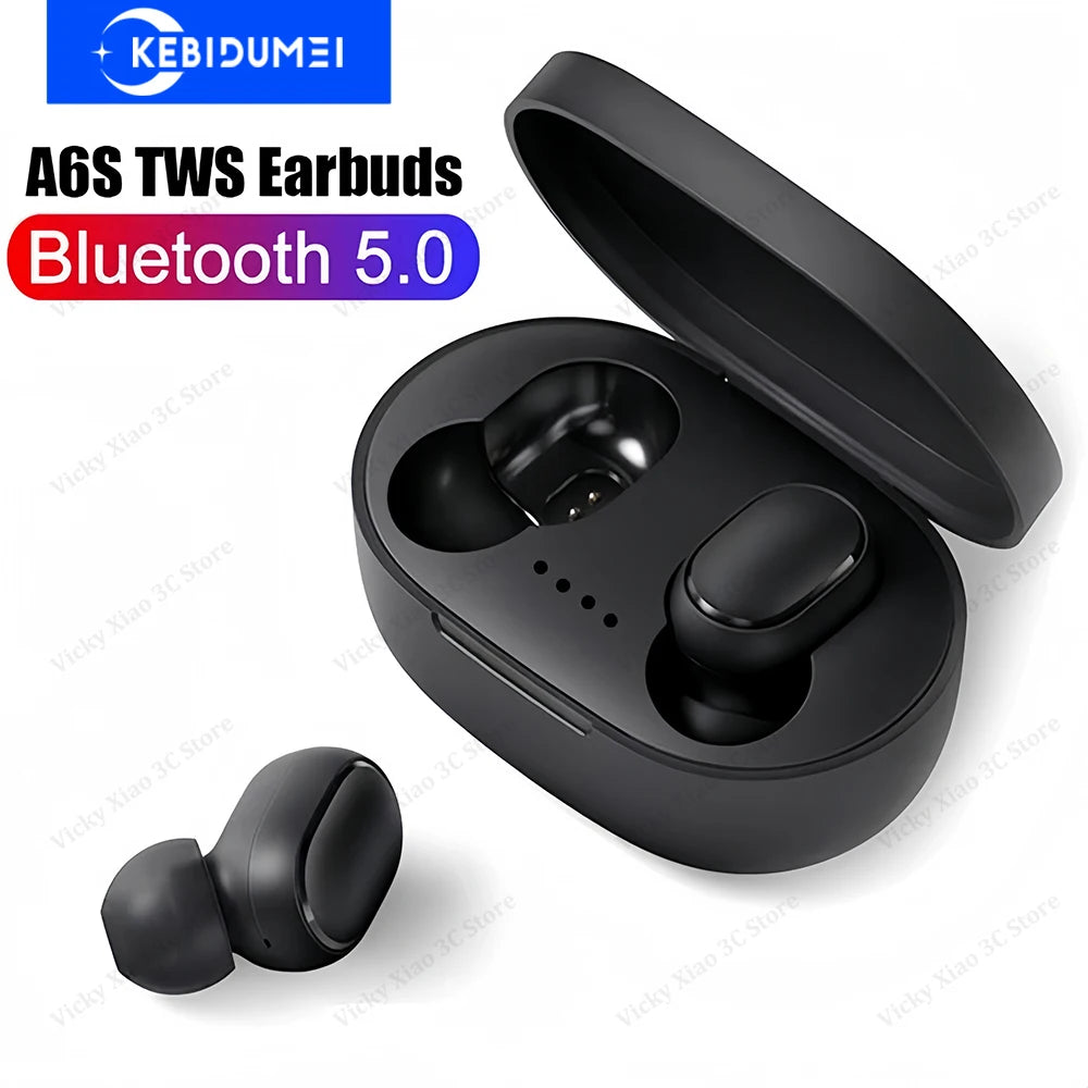A6S TWS Bluetooth Earphones Wireless Headphones Noise Reduction HiFi Stereo Earbuds Touch Control Headset for Xiaomi iPhone