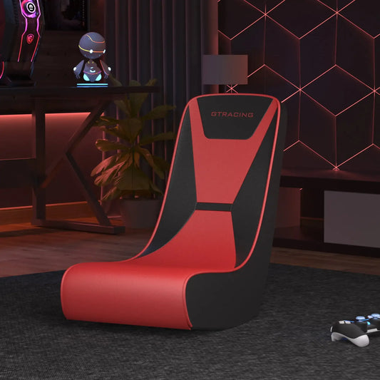Faux Leather Floor Rocker Video Gaming Chair, Red