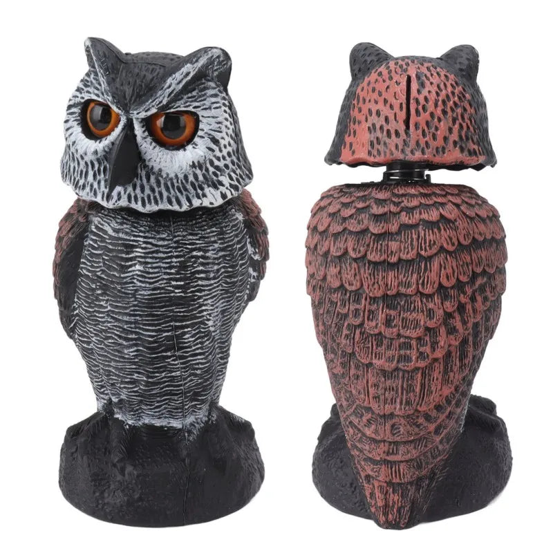 Plastic Shake Head Owl Decoy to Scare Birds Away, Scarecrow Bird Deterrent for Outdoor Garden Decoration
