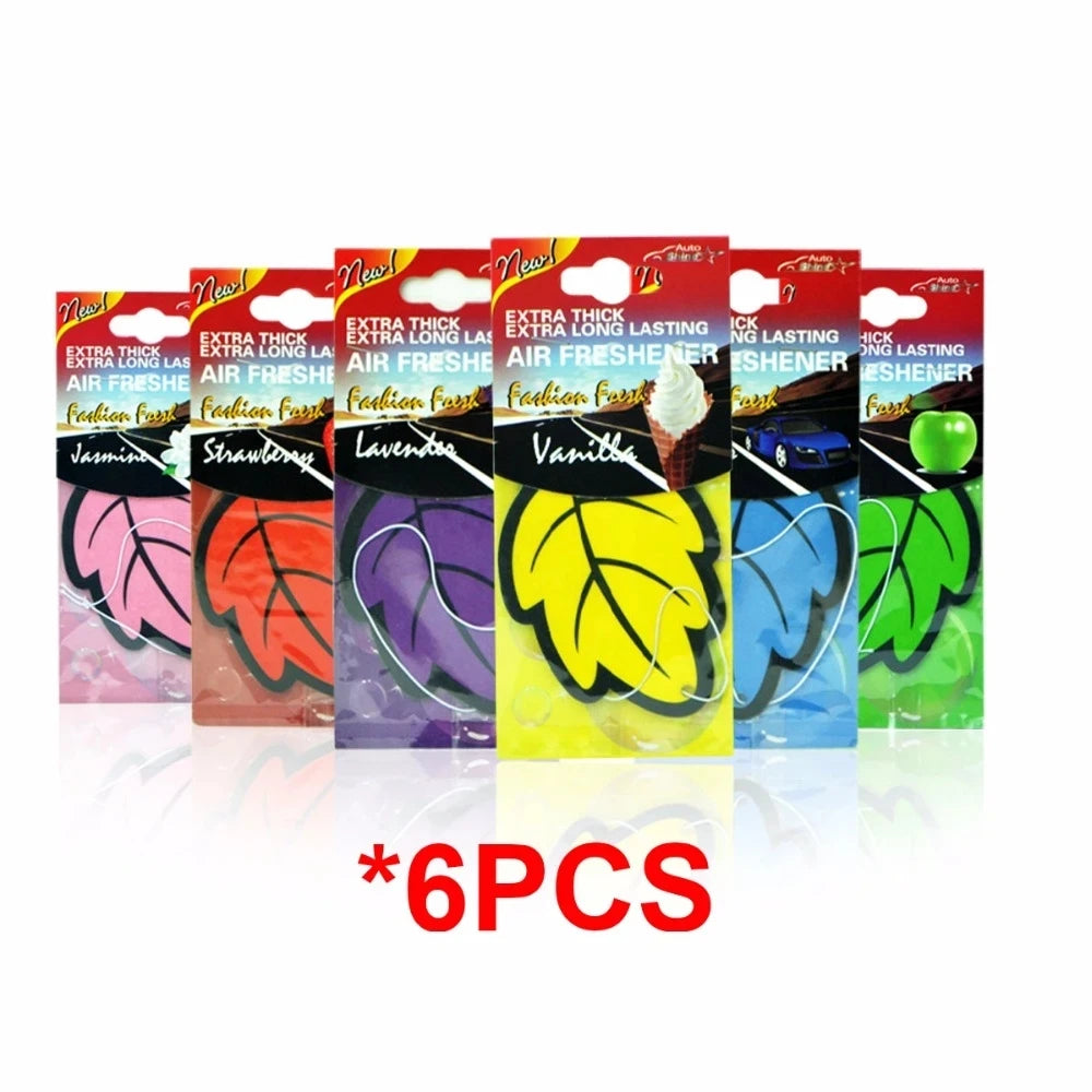 6-60pcs Car Air Freshener Natural Scented Tea Paper Auto Hanging Vanilla Perfume Fragrance Leaf Shape Car Accessories Interior