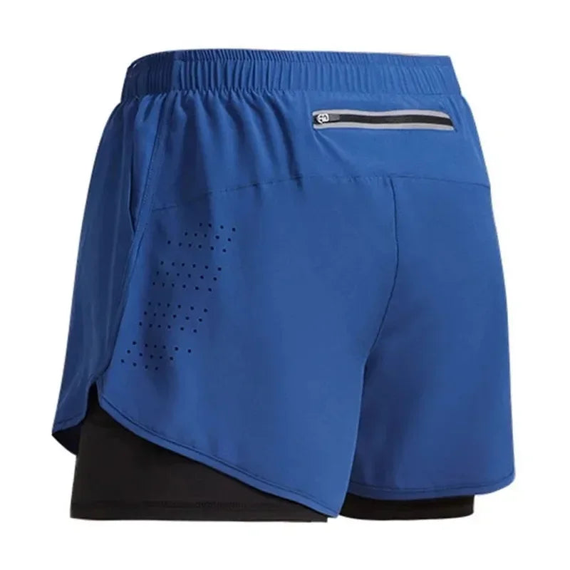 2025New Men's Fitness Training Shorts Summer 2 In 1 Quick Dry Gym Beach Running Double-deck Shorts Outdoor Sportswear Men shorts